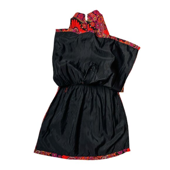 70s vintage psychedelic tunic top overlay mini dress paisley pattern mockneck. - Picture 7 of 12